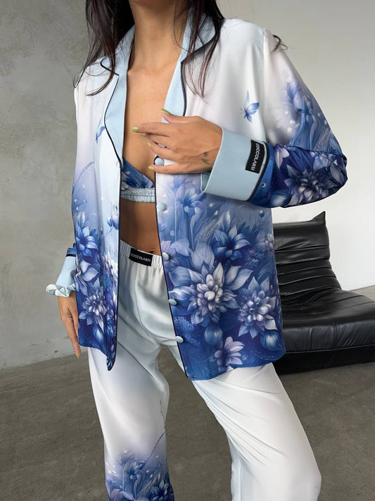 3Pcs Armani Satin Pajama Set